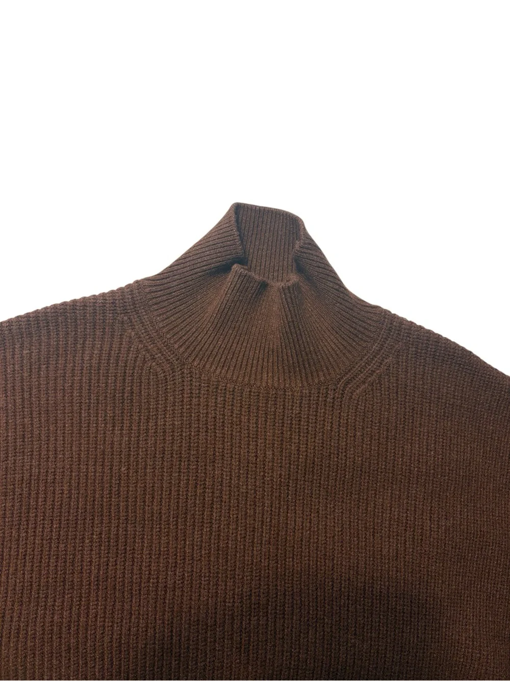 J. Crew Ribbed Turtleneck Sweater in Stretch Yarn Size L Brown Cropped Casual